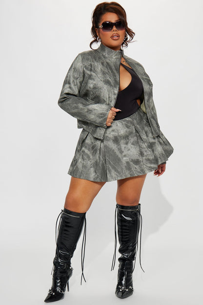 Lederjacke - Holzkohle/Kombo